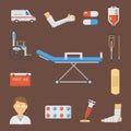 Medical icons set care ambulance hospital emergency human pharmacy vector illustration. Royalty Free Stock Photo