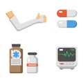 Medical icons set care ambulance hospital emergency human pharmacy vector illustration. Royalty Free Stock Photo