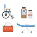 Medical icons set care ambulance hospital emergency human pharmacy vector illustration. Royalty Free Stock Photo