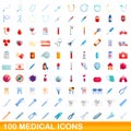 100 medical icons set, cartoon style Royalty Free Stock Photo