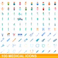 100 medical icons set, cartoon style Royalty Free Stock Photo