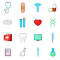 Medical icons set, cartoon style Royalty Free Stock Photo