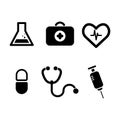 medical icons set in circle button style