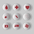 Medical Icons set on grey background. Healthcare signs for medical pharmacy concept Royalty Free Stock Photo