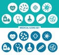 Medical icons set. Heart, pills, medical cross, bacteria Royalty Free Stock Photo