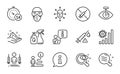 Medical icons set. Included icon as Vision test, Cleaning liquids, Skin condition. Vector