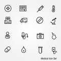 Medical Icons Set. Line Icons, Sign and Symbols in Flat Linear Design Royalty Free Stock Photo