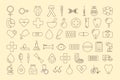 Medical icons set. Vector isolated monochrome contour. Royalty Free Stock Photo