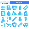 Medical icons in solid blue style for any projects