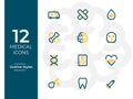 12 Medical Icons, Medical symbol. Modern Outline Icons with two tone colors Royalty Free Stock Photo