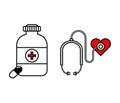 Medical icons, vector illustration in flat style. Medecine and Health flat icons. Health care medical sign icons for stock.