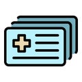Medical id card icon color outline vector Royalty Free Stock Photo