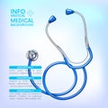 Medical infographic background with stethoscope and Painkillers, antibiotics. medicine stethoscope illustration, Health care