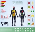 Medical Infographic set with charts and other elements. Vector Royalty Free Stock Photo