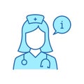 Medical Information from Nurse, Doctor Color Line Icon. Info from Medicine Female Staff Pictogram. Pharmacist Info