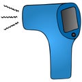 Medical infrared thermometer. Body temperature measurement is non-contact. Color vector illustration on an isolated background.