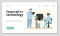 Medical innovative technology concept banner with male, female characters