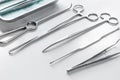 Medical instruments for cosmetic surgery on white table backgrond Royalty Free Stock Photo