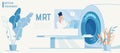 Medical Insurance Ad Flat Banner with MRT Machine Royalty Free Stock Photo