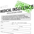 Medical insurance application form with green approved stamp
