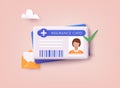 Medical insurance card icon. 3D Web Vector Illustrations