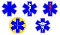 Medical international symbols set. Star of life, staff of Asclepius, caduceus, Vector Royalty Free Stock Photo