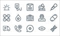 medical items line icons. linear set. quality vector line set such as dna, chat, ambulance, mask, phone, plaster, nurse,