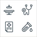 medical items line icons. linear set. quality vector line set such as blood test, medical prescription, phonendoscope Royalty Free Stock Photo