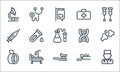 medical items line icons. linear set. quality vector line set such as doctor, toothbrush, surgical tape, acupunture, hospital bed