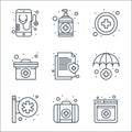 Medical items line icons. linear set. quality vector line set such as , emergency kit, hospital, medical report, medical box, hand Royalty Free Stock Photo