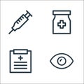 medical items line icons. linear set. quality vector line set such as eye, data, bottle Royalty Free Stock Photo