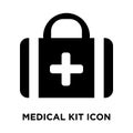 Medical kit icon vector isolated on white background, logo concept of Medical kit sign on transparent background, black filled Royalty Free Stock Photo