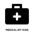 Medical kit icon vector isolated on white background, logo concept of Medical kit sign on transparent background, black filled Royalty Free Stock Photo