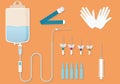 Medical kit for intravenous procedures.Medical goods for intravenous injections