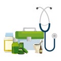 medical kit and stethoscope with cannabis products