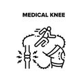 Medical Knee Trauma Treatment Vector Black Illustration