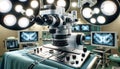 A medical lab with a microscope on a table Royalty Free Stock Photo