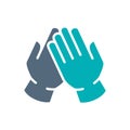 Medical latex gloves colored icon. Hand disinfection, infection prevention symbol Royalty Free Stock Photo