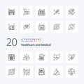 20 Medical Line icon Pack. like care. love. document. heart. pulse