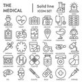 Medical line icon set, medicine symbols collection, vector sketches, logo illustrations, pharmacy signs linear