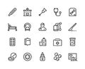 Medical line icons. Healthcare and insurance, prescription and different pills, pharmacy drugs symbols. Vector clinic