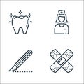 Medical line icons. linear set. quality vector line set such as adhesive, scalpel, nurse