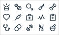 medical line icons. linear set. quality vector line set such as potion, gym, stethoscope, dna, capsule, heartbeat, lifeline, knife Royalty Free Stock Photo