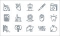 Medical line icons. linear set. quality vector line set such as healthy food, liver, blood bag, kidney, bill, child, thermometer,