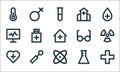 medical line icons. linear set. quality vector line set such as hospital, orbit, heartbeat, test tube, dental care, lifeline, Royalty Free Stock Photo