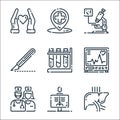 Medical line icons. linear set. quality vector line set such as liver, radiology, team, cardiogram, tubs, scalpel, microscope,