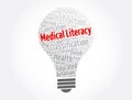 Medical Literacy light bulb word cloud collage, concept background Royalty Free Stock Photo