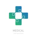 Medical logotype, design element or icon for the pharmacy or health centre. High-tech medicine logo. Royalty Free Stock Photo