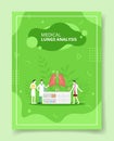 Medical lungs analysis people scientist around lung anatomy organ in laboratory for template of banners, flyer, books cover