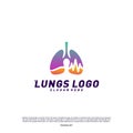 Medical Lungs logo design concept.Health Lungs logo template vector. Lungs Pulse Icon symbol Royalty Free Stock Photo